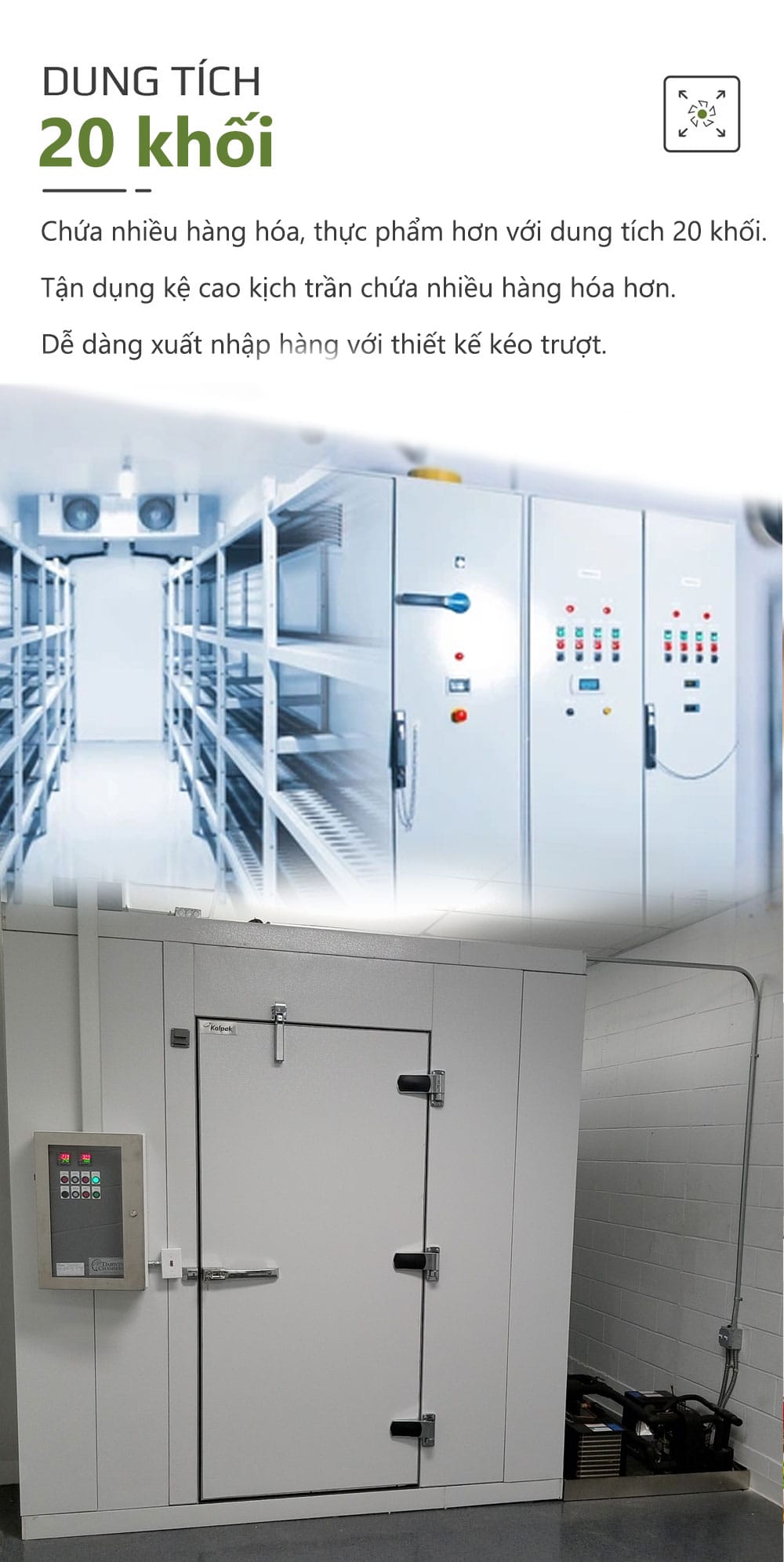 dung tích kho lạnh 20 khối